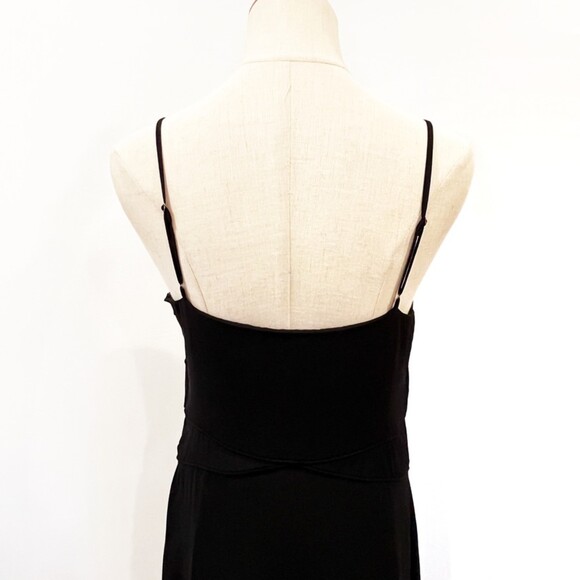 Banana Republic Black Maxi Piping Slip Dress Size 8P Summer Sundress Petite - Picture 5 of 8